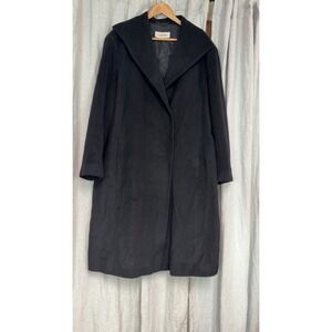 Calvin Klein Womens 2X Black Wool Angora Blend Shawl Collar Long Coat Plus Size